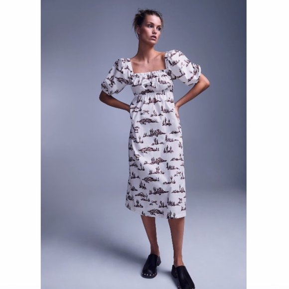 🔥SALE🔥MANGO NWT Desert Horse Print Lace-Up Midi Dress Size 2 - Picture 1 of 8